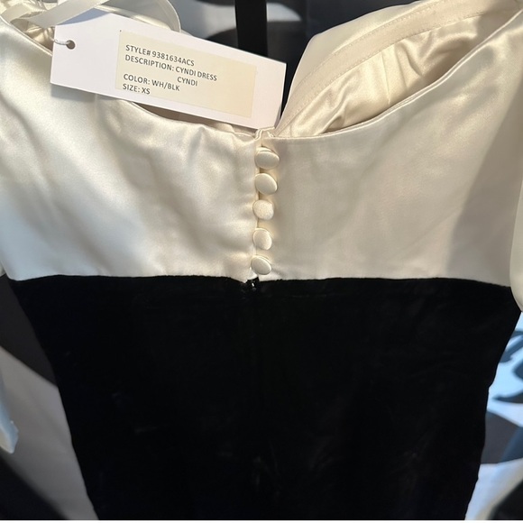 Ronny Kobo Cyndi Maxi Dress Puff Sleeve Ivory Black Velvet Slit Dress Gown US 2 - Picture 11 of 15